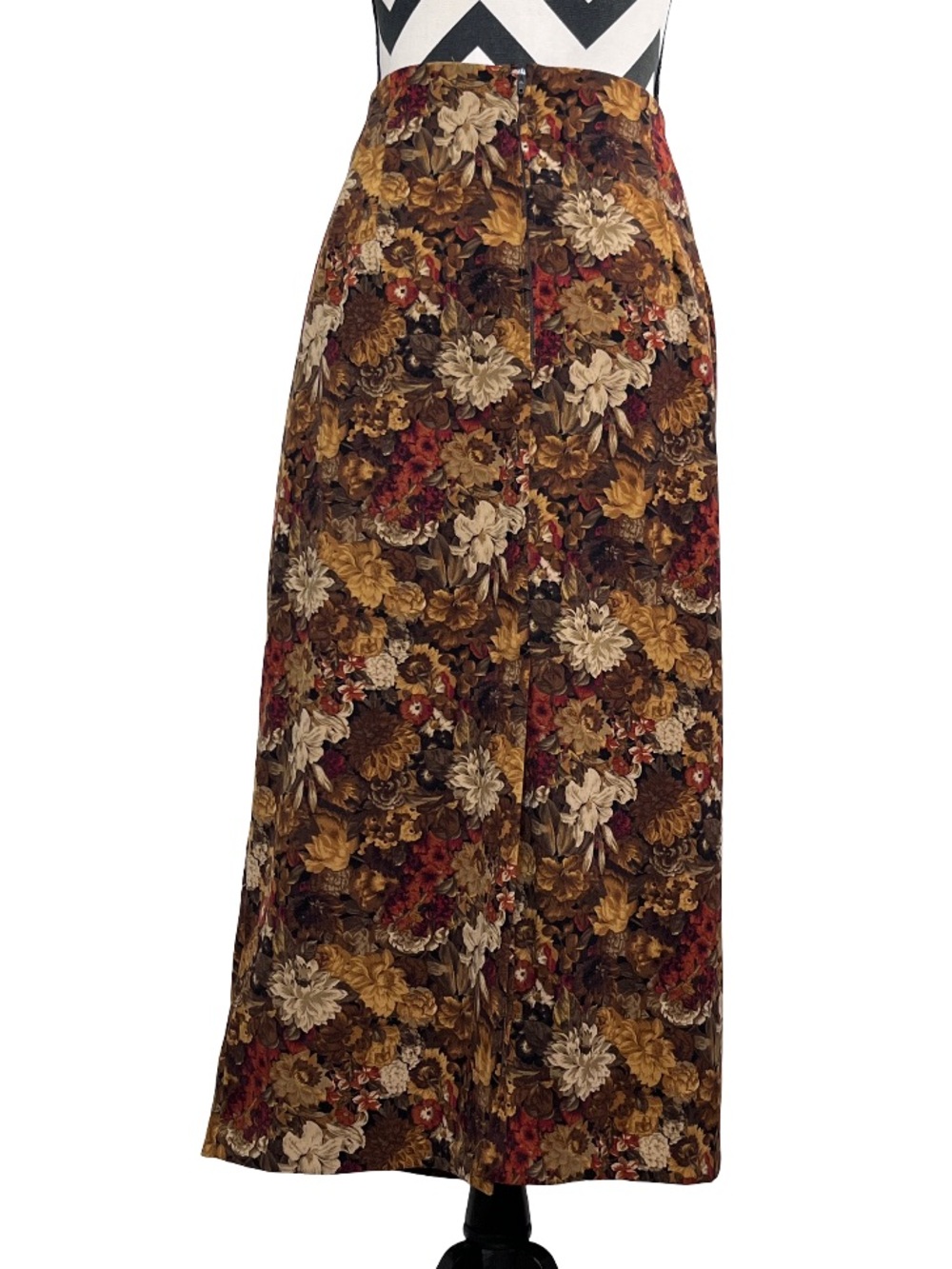 Vintage Women's Sz 16P Dark Earthy Boho Floral Whimsigoth Ultrasuede Midi Skirt - Picture 2 of 10